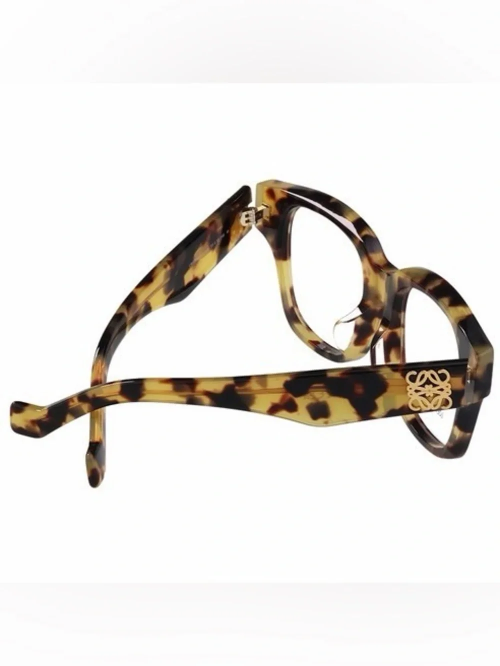 New Loewe LW50091F 056 Tortoiseshell Acetate Square Glasses Gold Logo Authentic